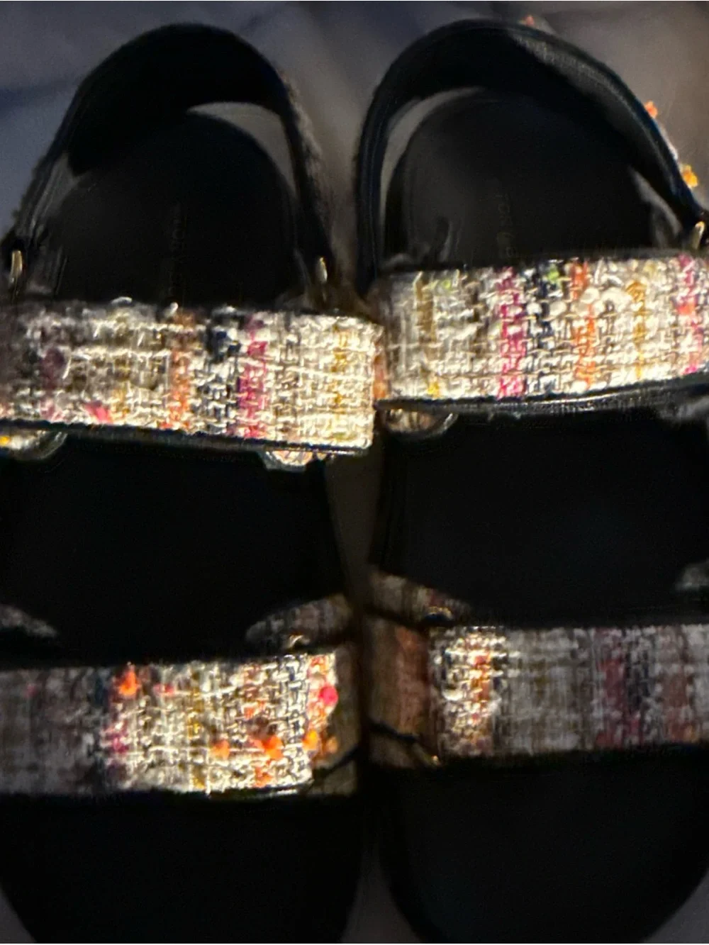 Tory Burch Kira Sport Multicolor Tweed Strap Sandals 6.5 Medium
